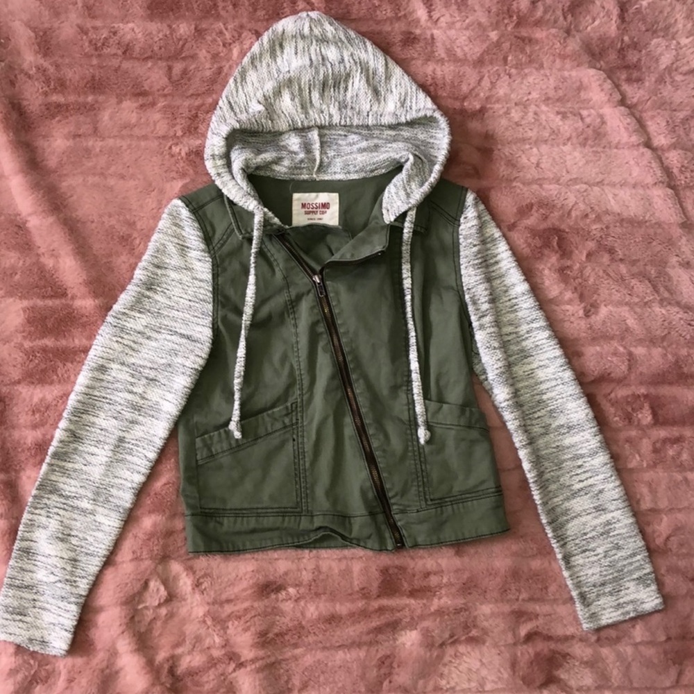 Green and heather grey jacket